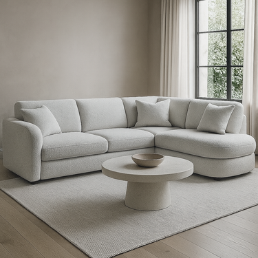 Como Luxe Corner Sofa – Cream & Light Grey Bouclé CK Sofas Inc.