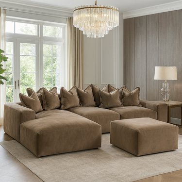 Regency Mink Velvet Pillow Back Sofa Range