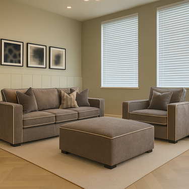 Verlano Piped Sofa Set – 3 Seater, Armchair & Footstool CK Sofas Inc.