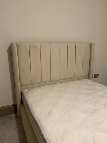 Upholstered Panel Bed in Cream - Outlet
