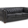 Chesterfield Leather 3 Seater - Black CK Sofas Inc