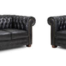 Chesterfield Leather Sofa Set - Black CK Sofas Inc